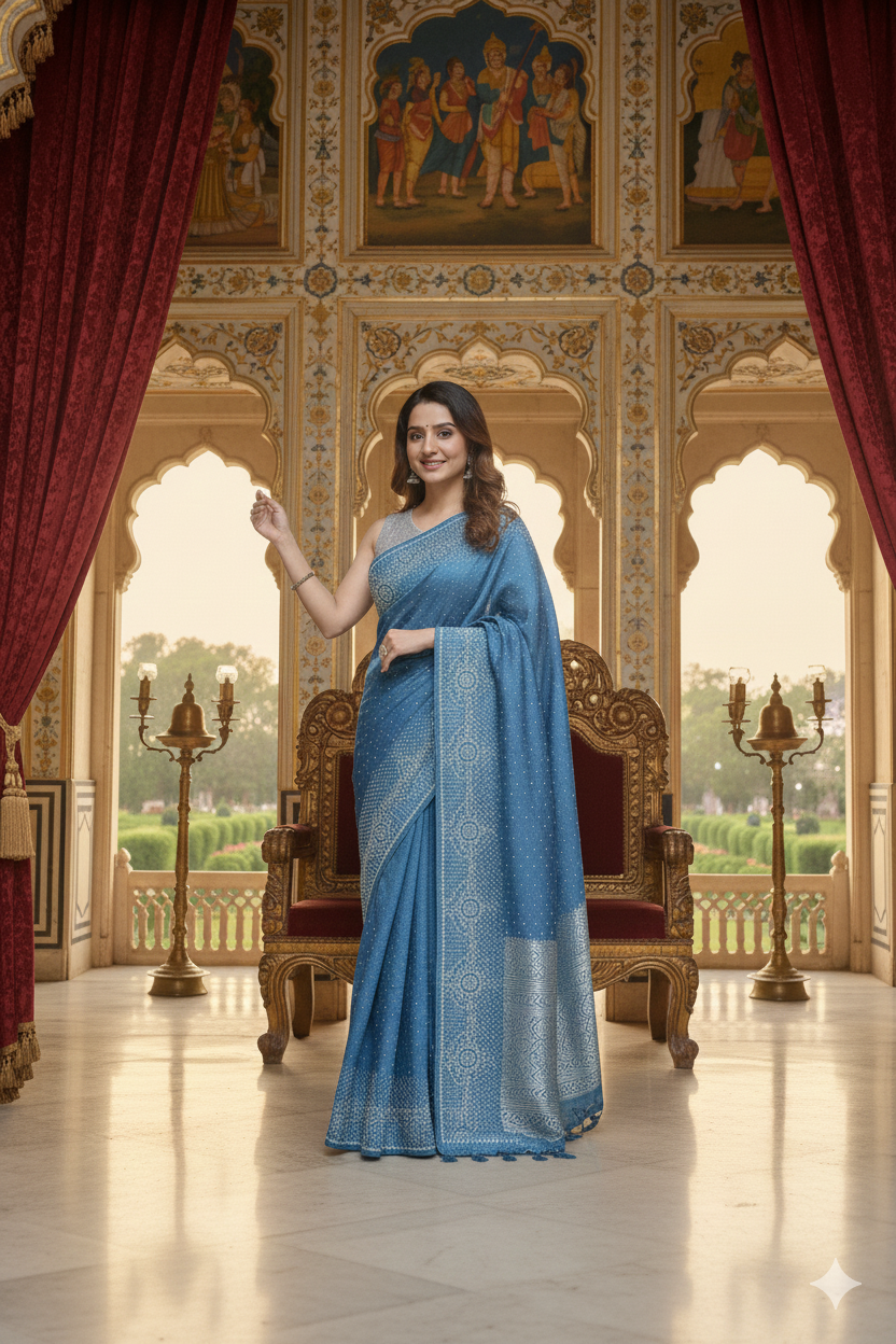 New Georgette Saree with Luxury Diamond Work and Diamond Border