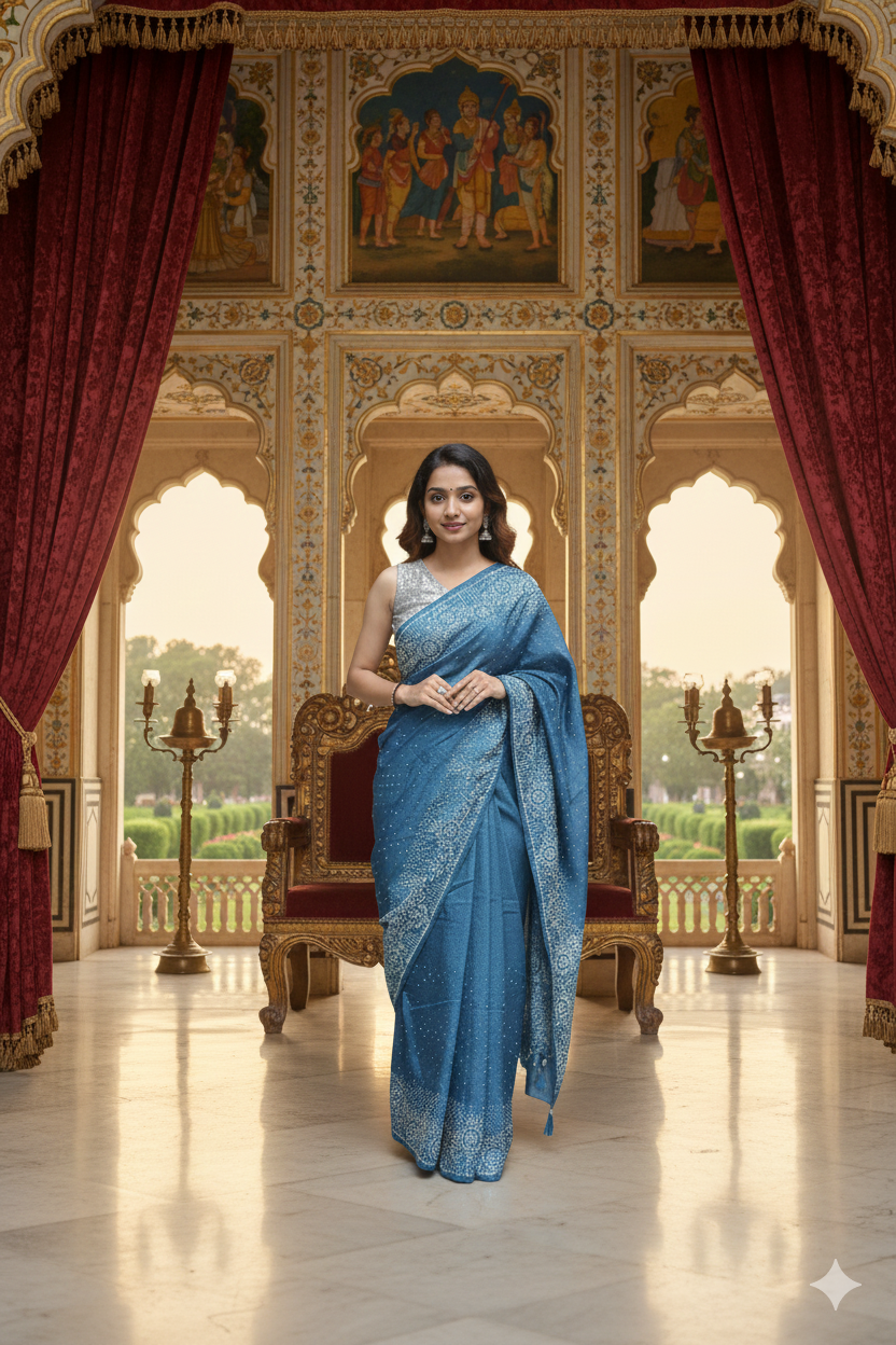 New Georgette Saree with Luxury Diamond Work and Diamond Border