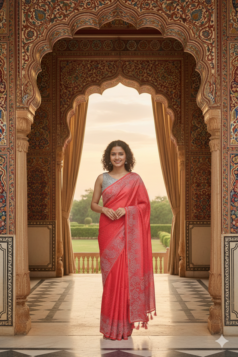 New Georgette Saree with Luxury Diamond Work and Diamond Border