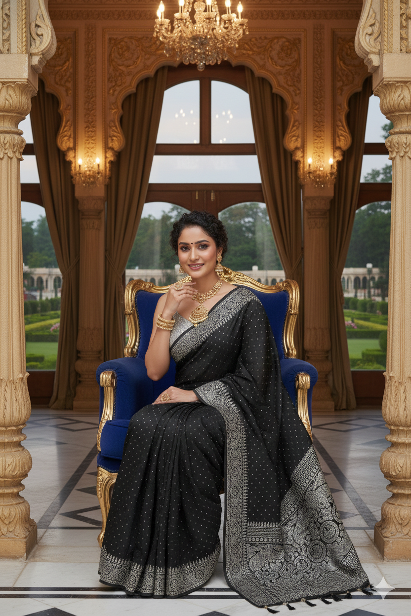 New Georgette Saree with Luxury Diamond Work and Diamond Border