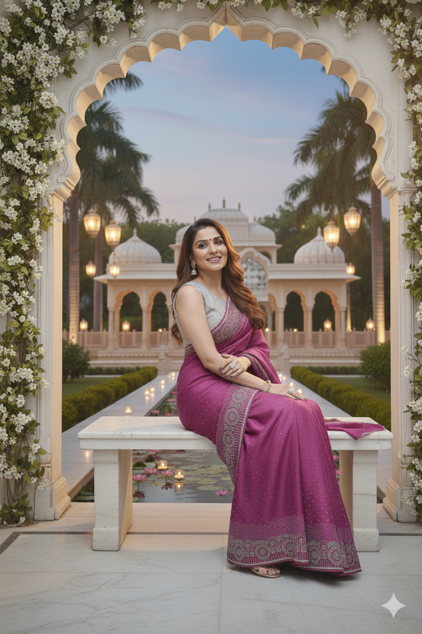 New Georgette Saree with Luxury Diamond Work and Diamond Border