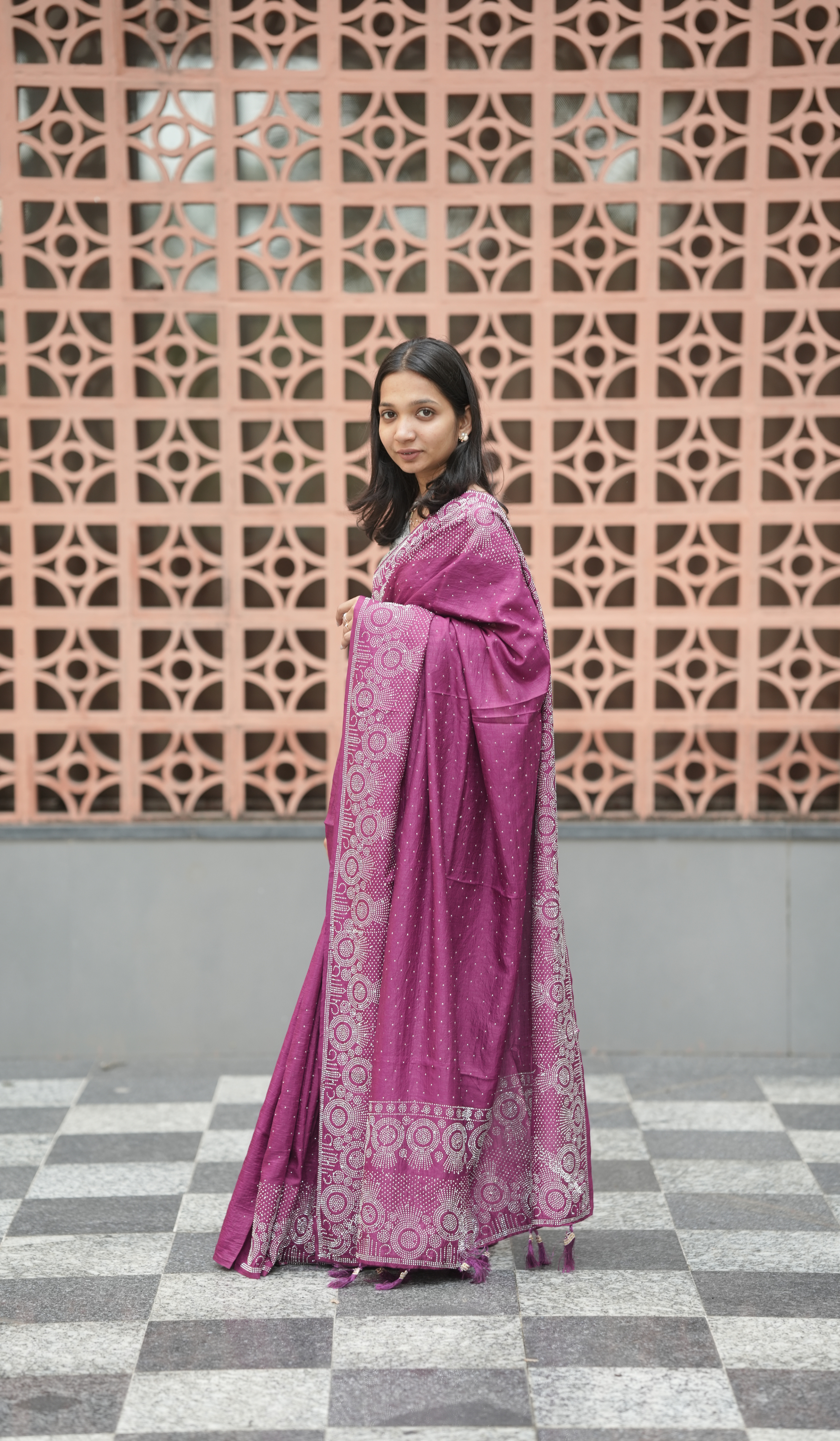 New Georgette Saree with Luxury Diamond Work and Diamond Border