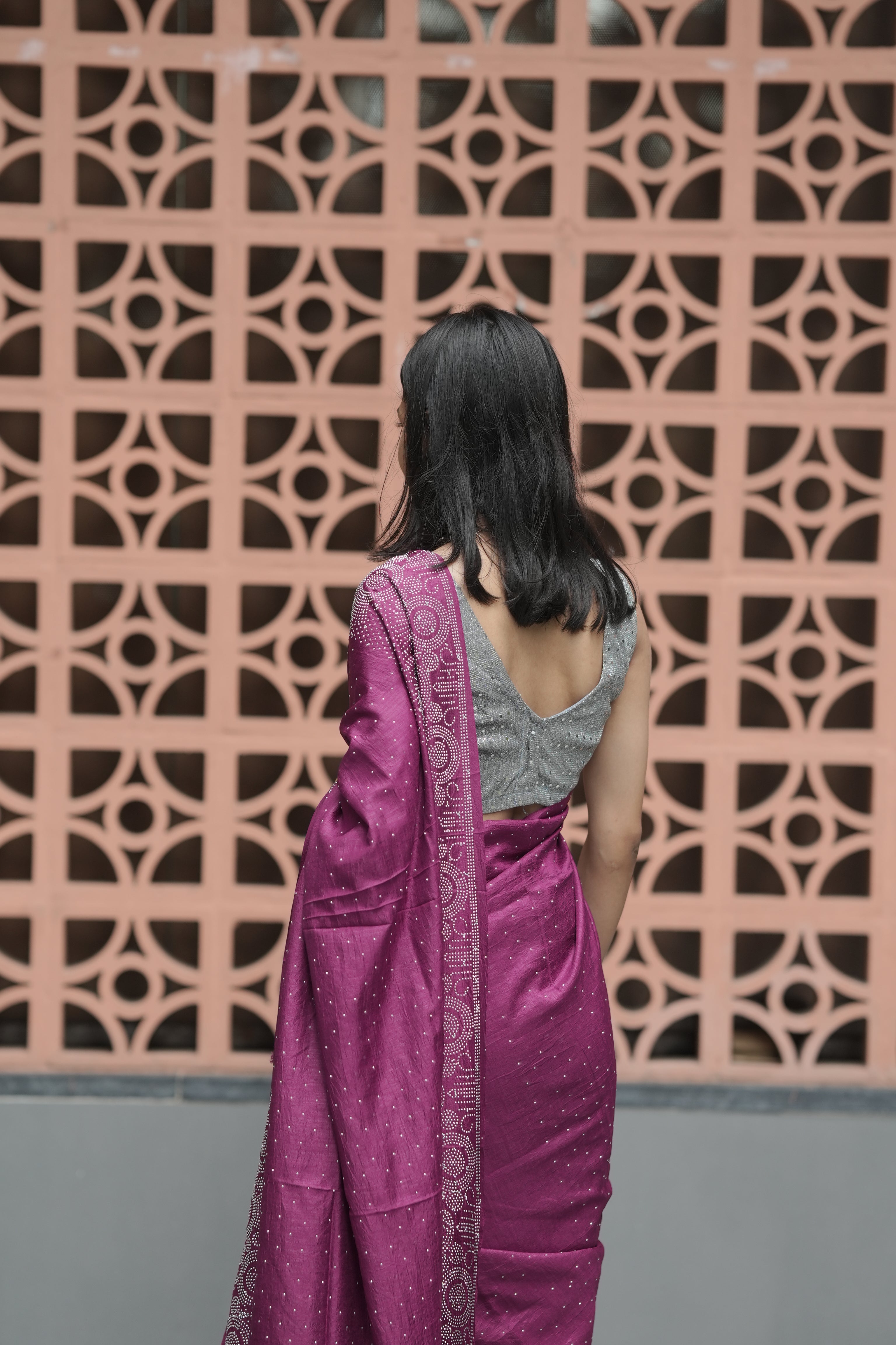 New Georgette Saree with Luxury Diamond Work and Diamond Border