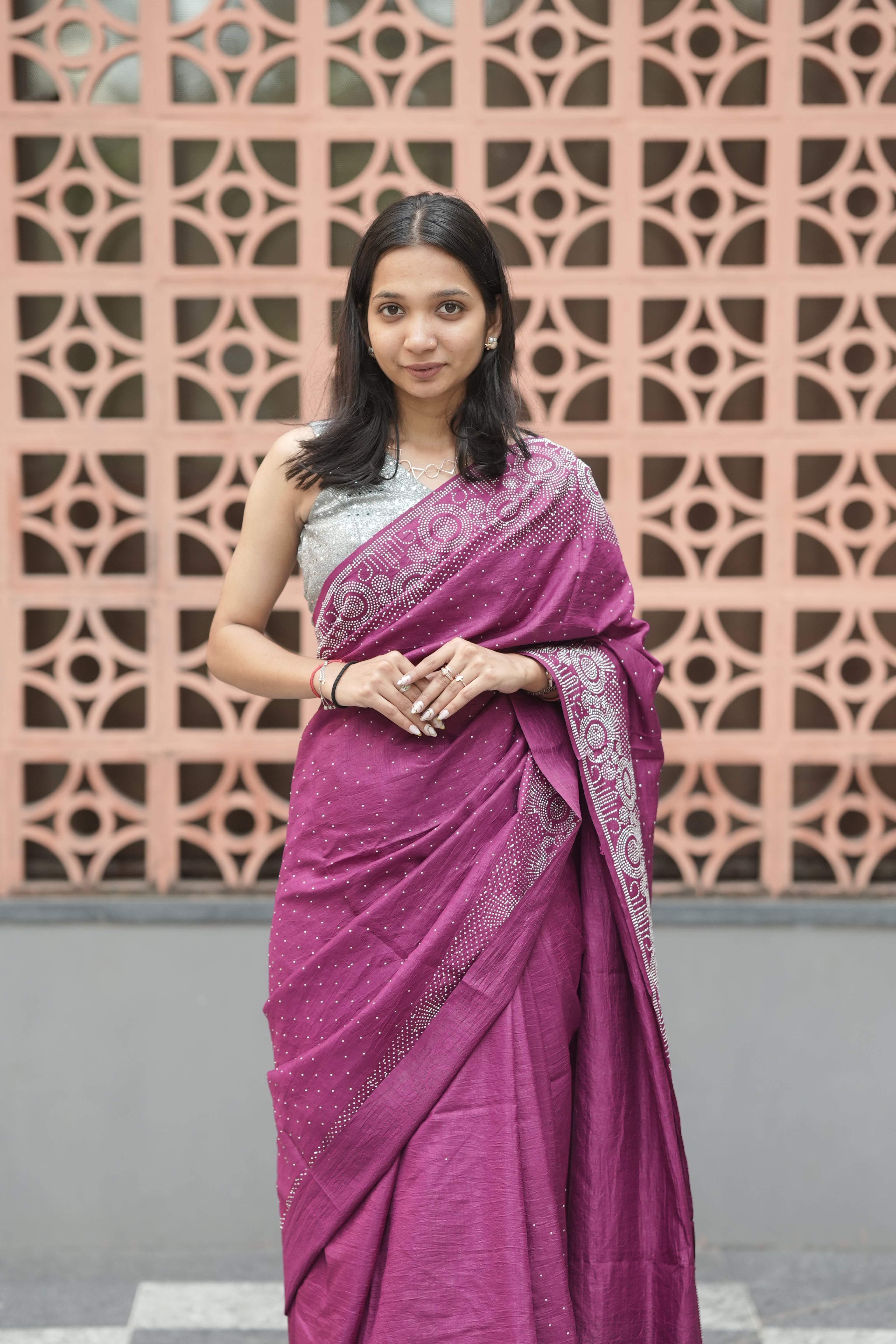 New Georgette Saree with Luxury Diamond Work and Diamond Border