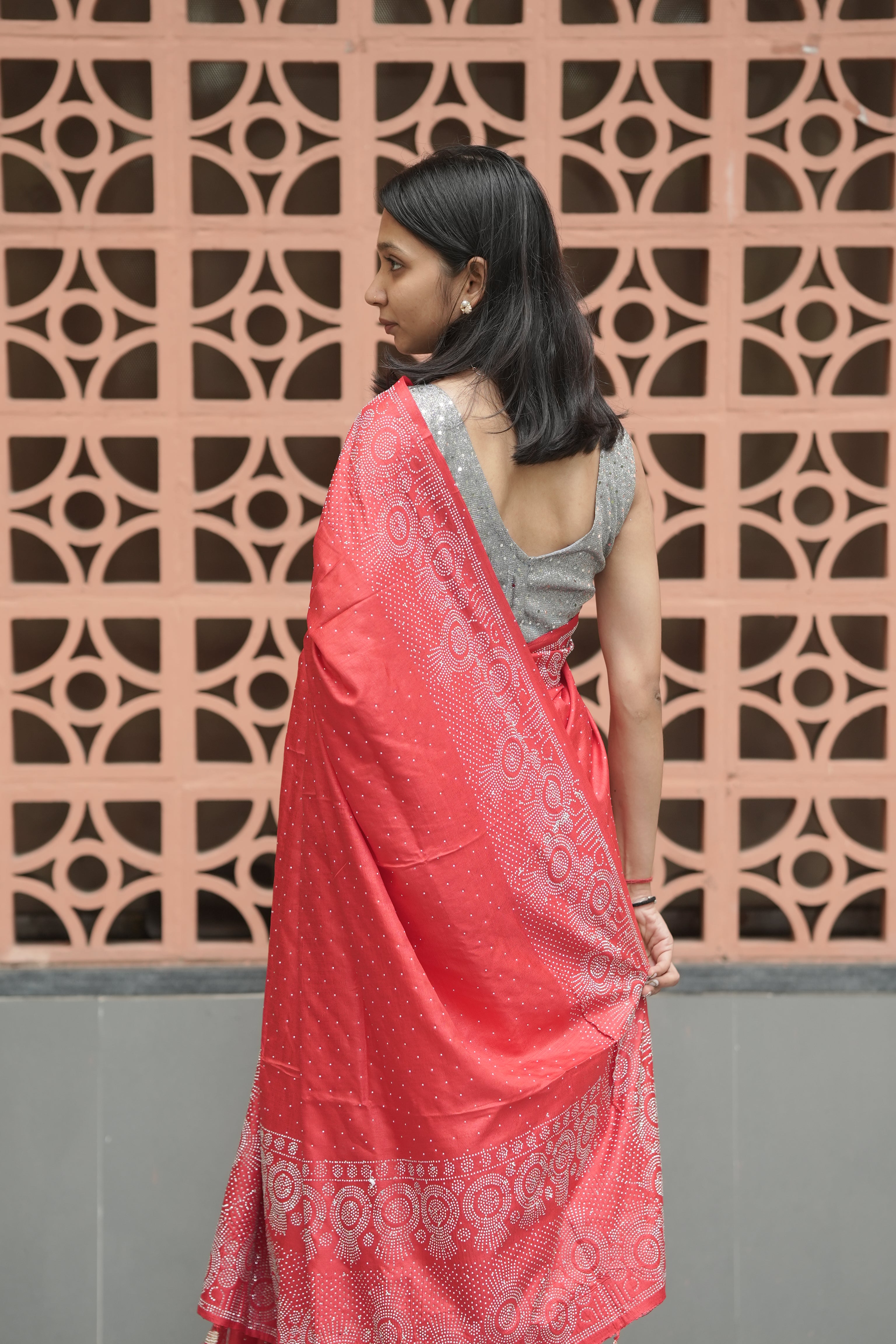 New Georgette Saree with Luxury Diamond Work and Diamond Border