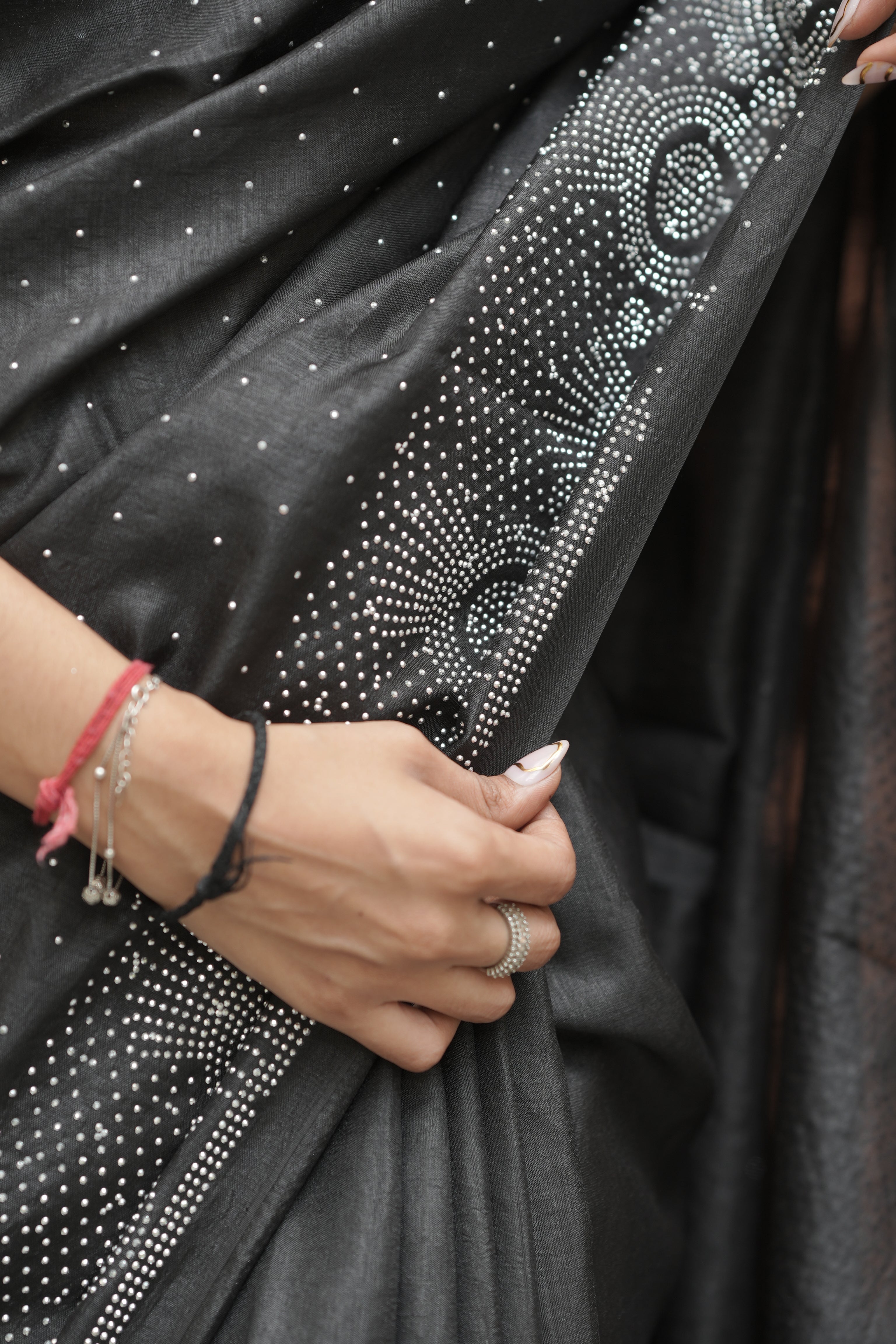 New Georgette Saree with Luxury Diamond Work and Diamond Border