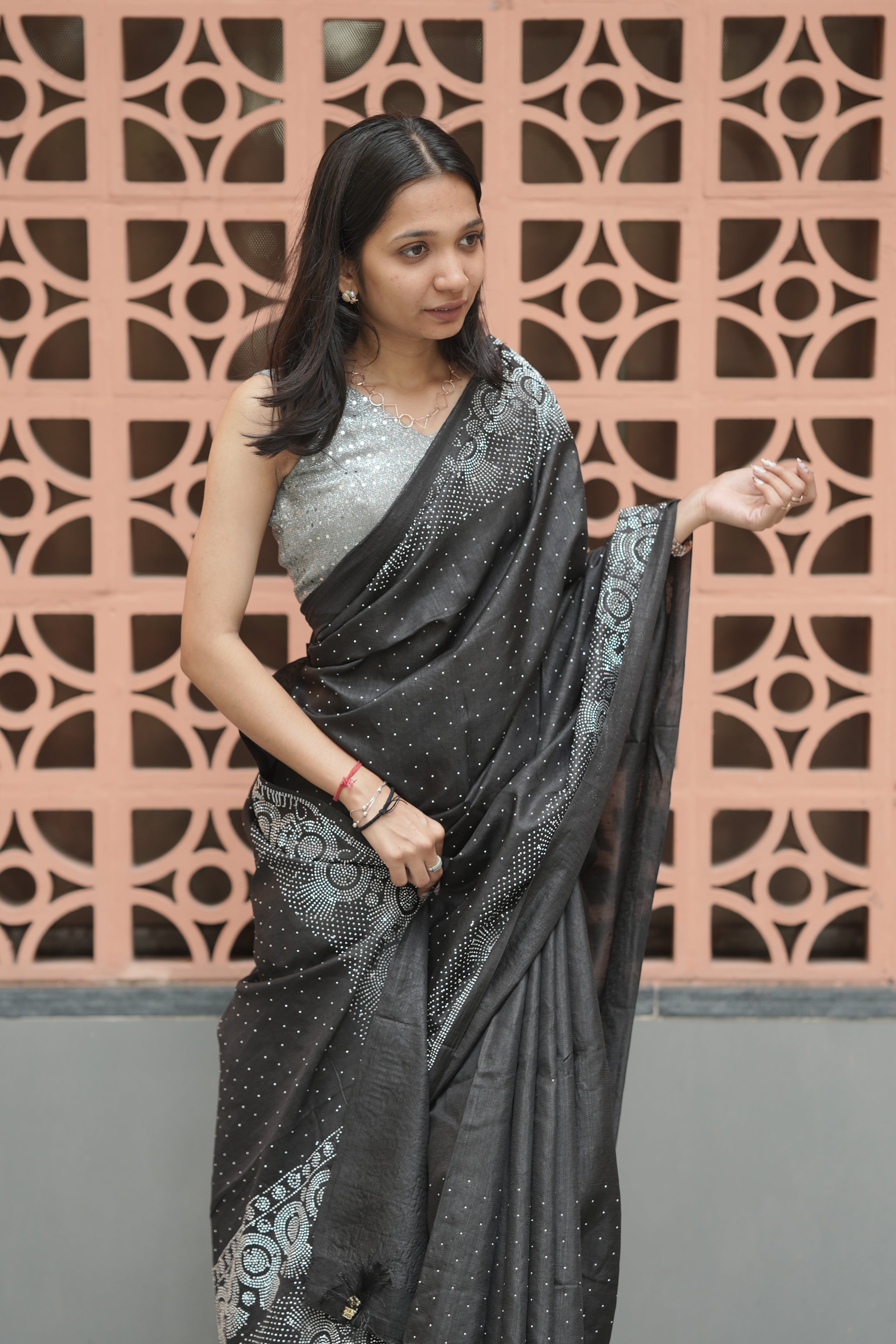 New Georgette Saree with Luxury Diamond Work and Diamond Border