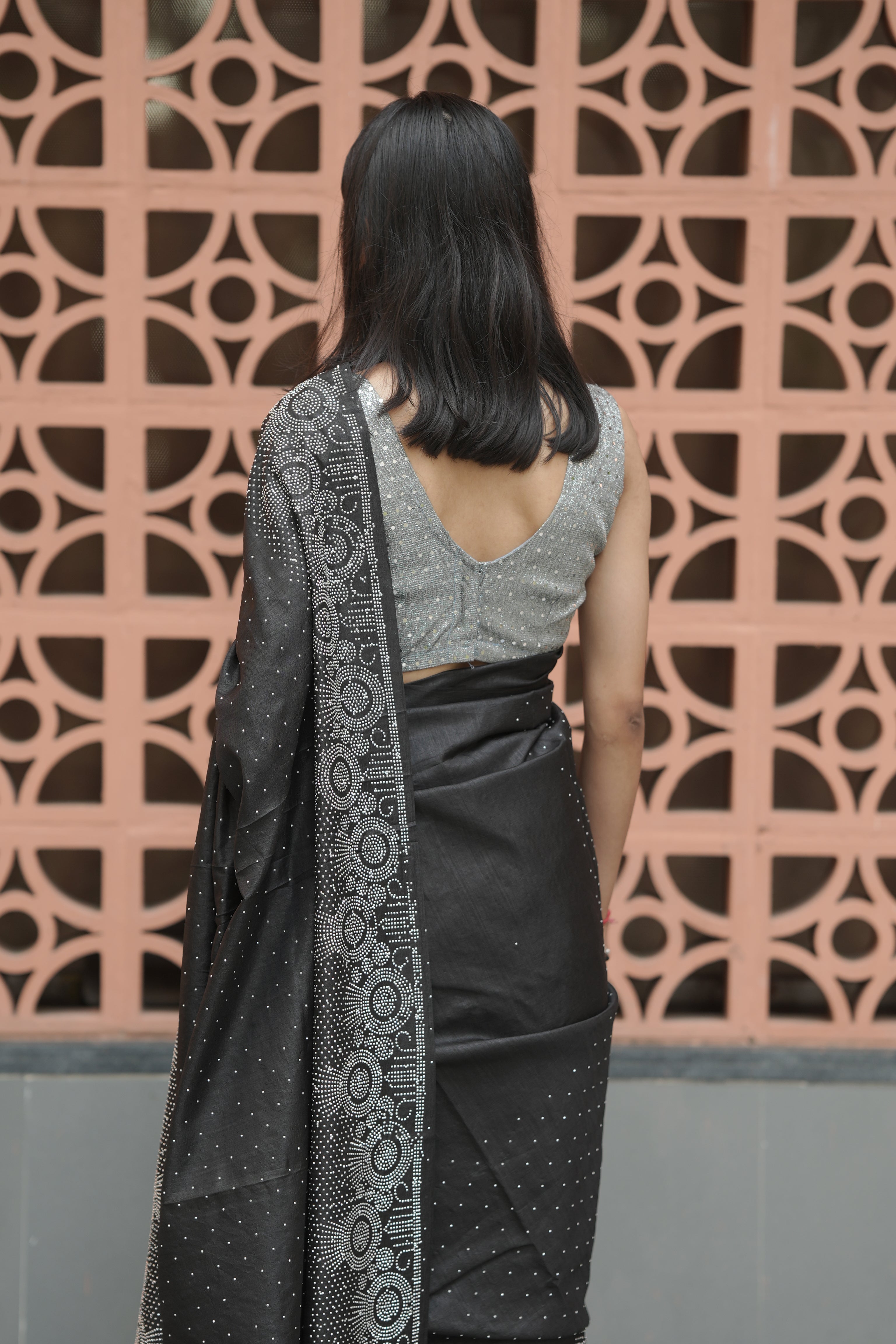 New Georgette Saree with Luxury Diamond Work and Diamond Border