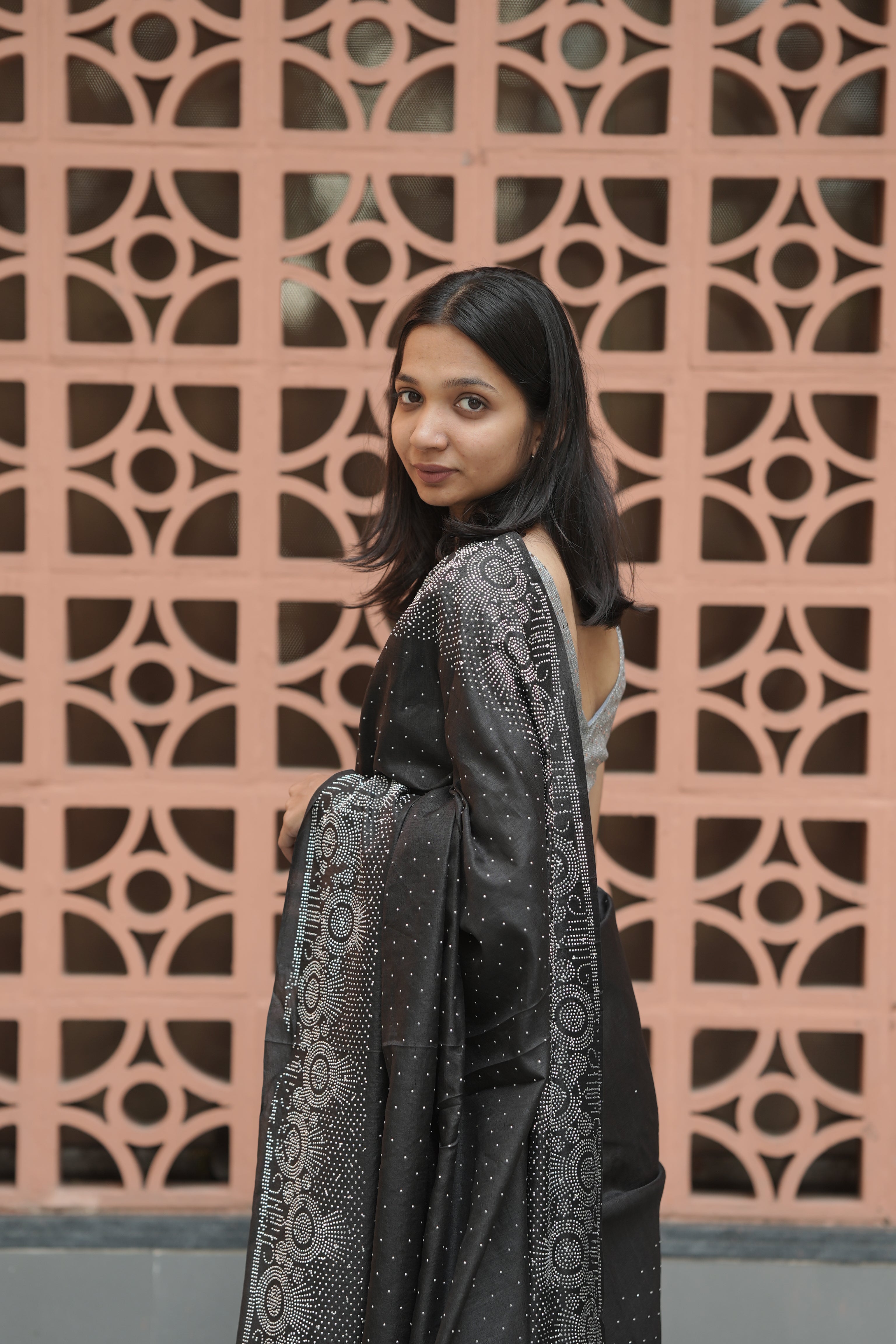 New Georgette Saree with Luxury Diamond Work and Diamond Border