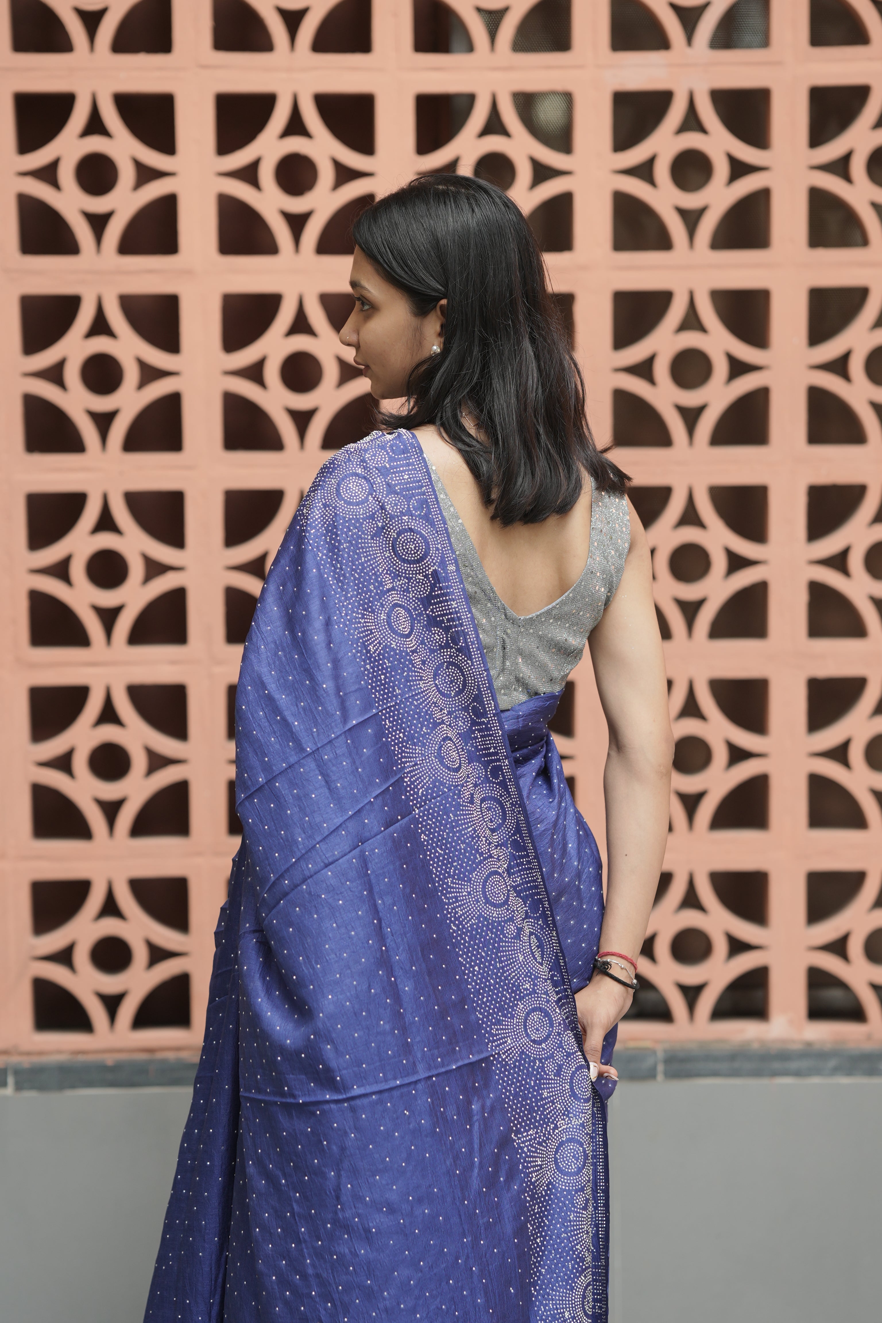 New Georgette Saree with Luxury Diamond Work and Diamond Border