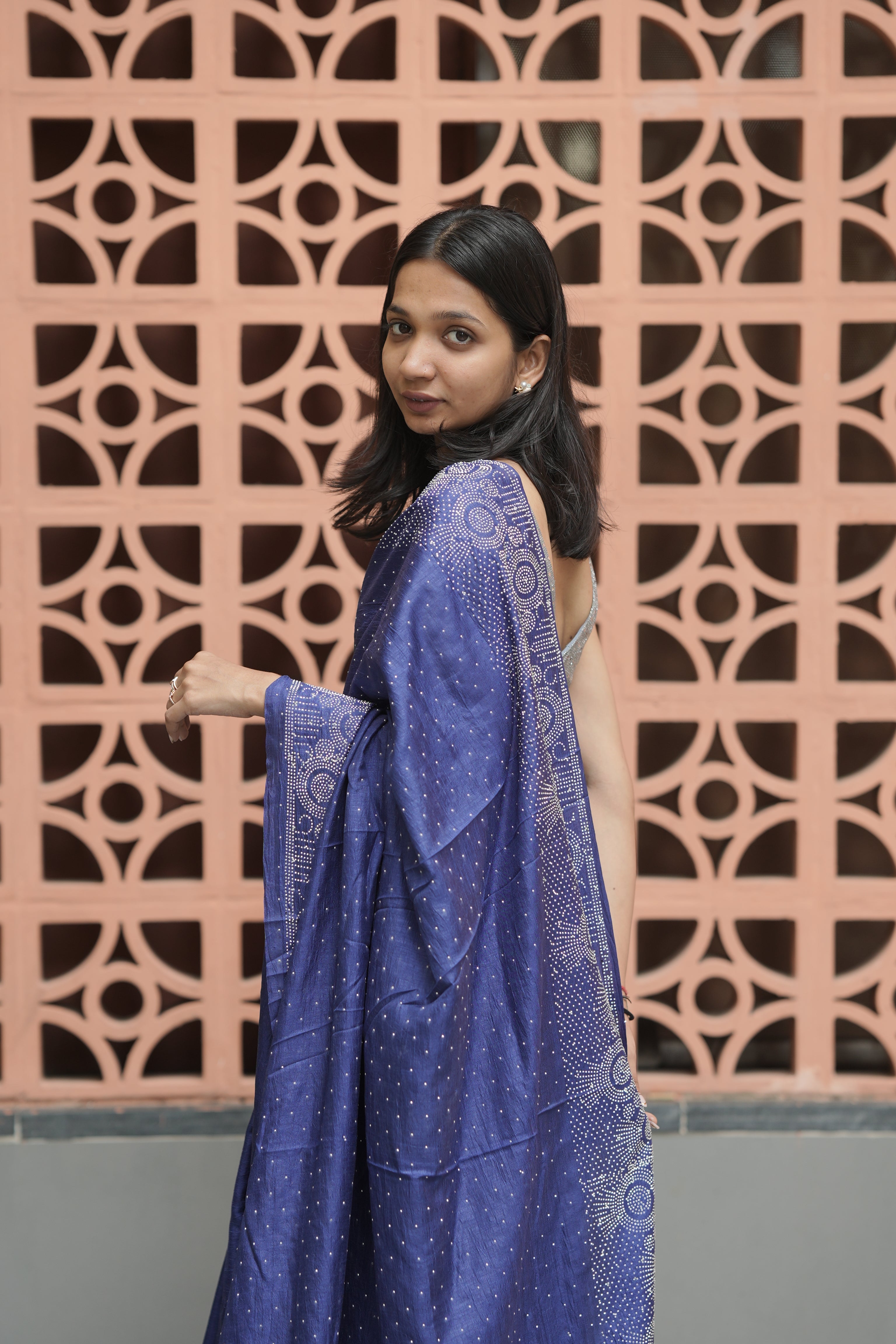 New Georgette Saree with Luxury Diamond Work and Diamond Border