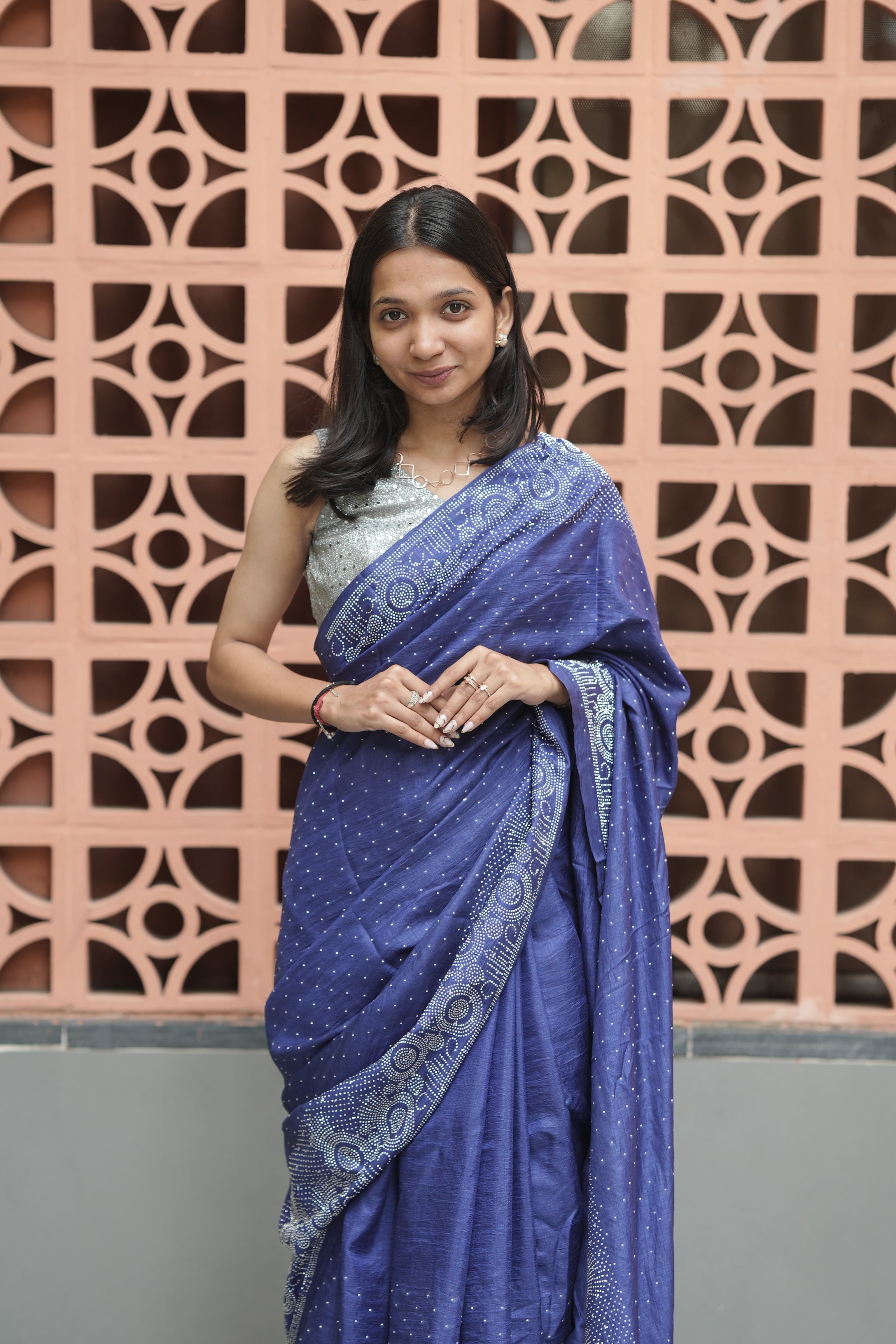 New Georgette Saree with Luxury Diamond Work and Diamond Border