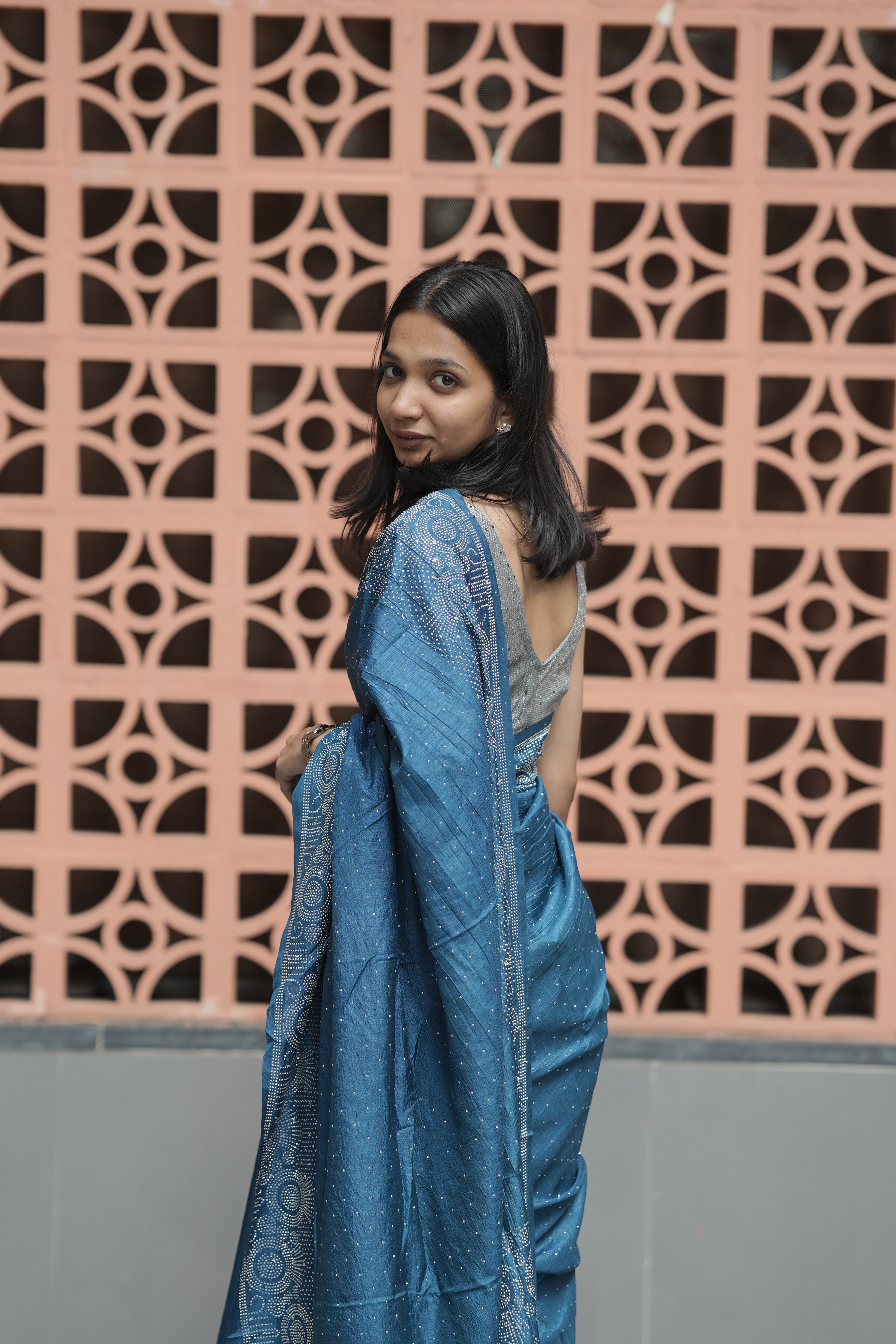 New Georgette Saree with Luxury Diamond Work and Diamond Border