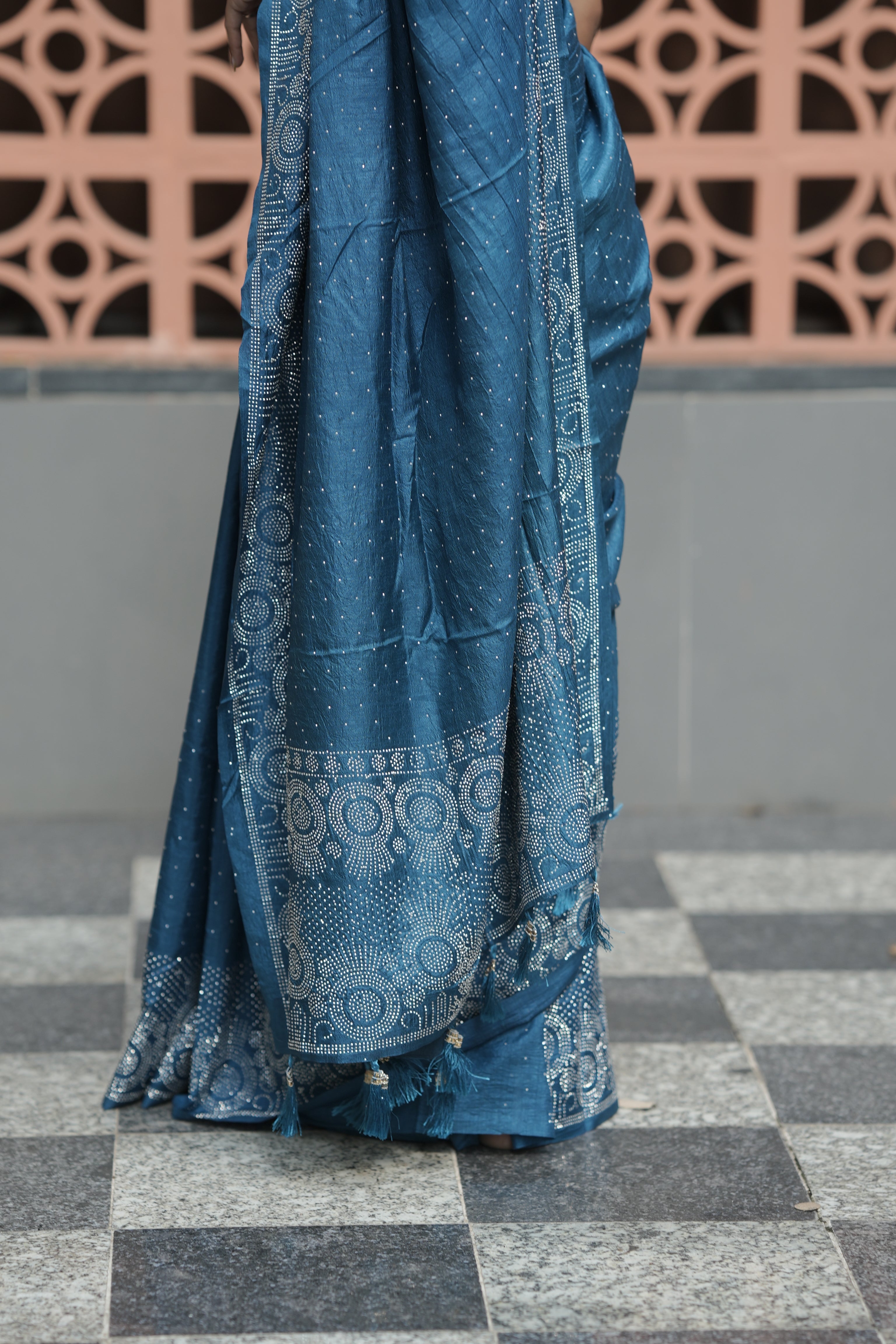 New Georgette Saree with Luxury Diamond Work and Diamond Border