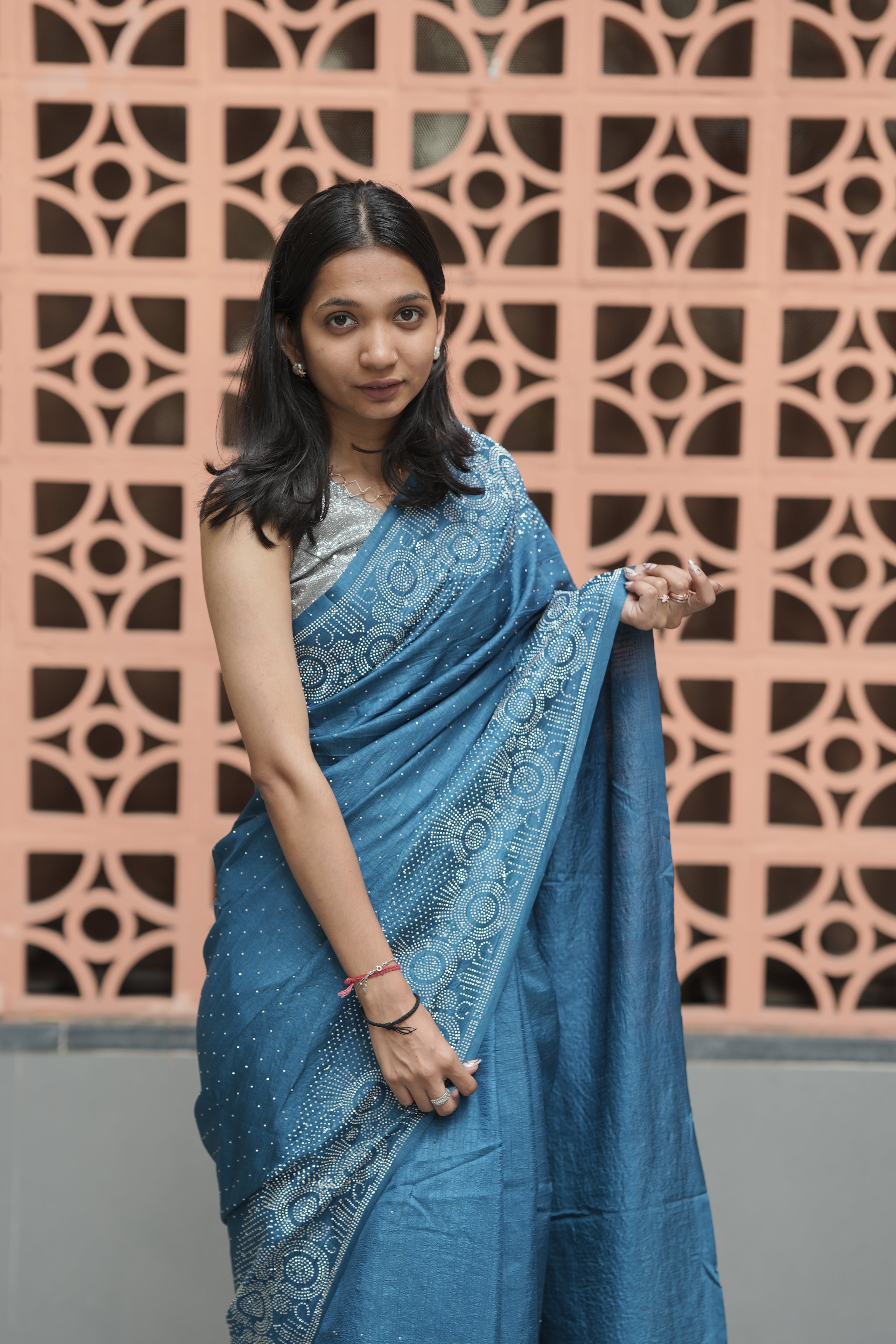 New Georgette Saree with Luxury Diamond Work and Diamond Border