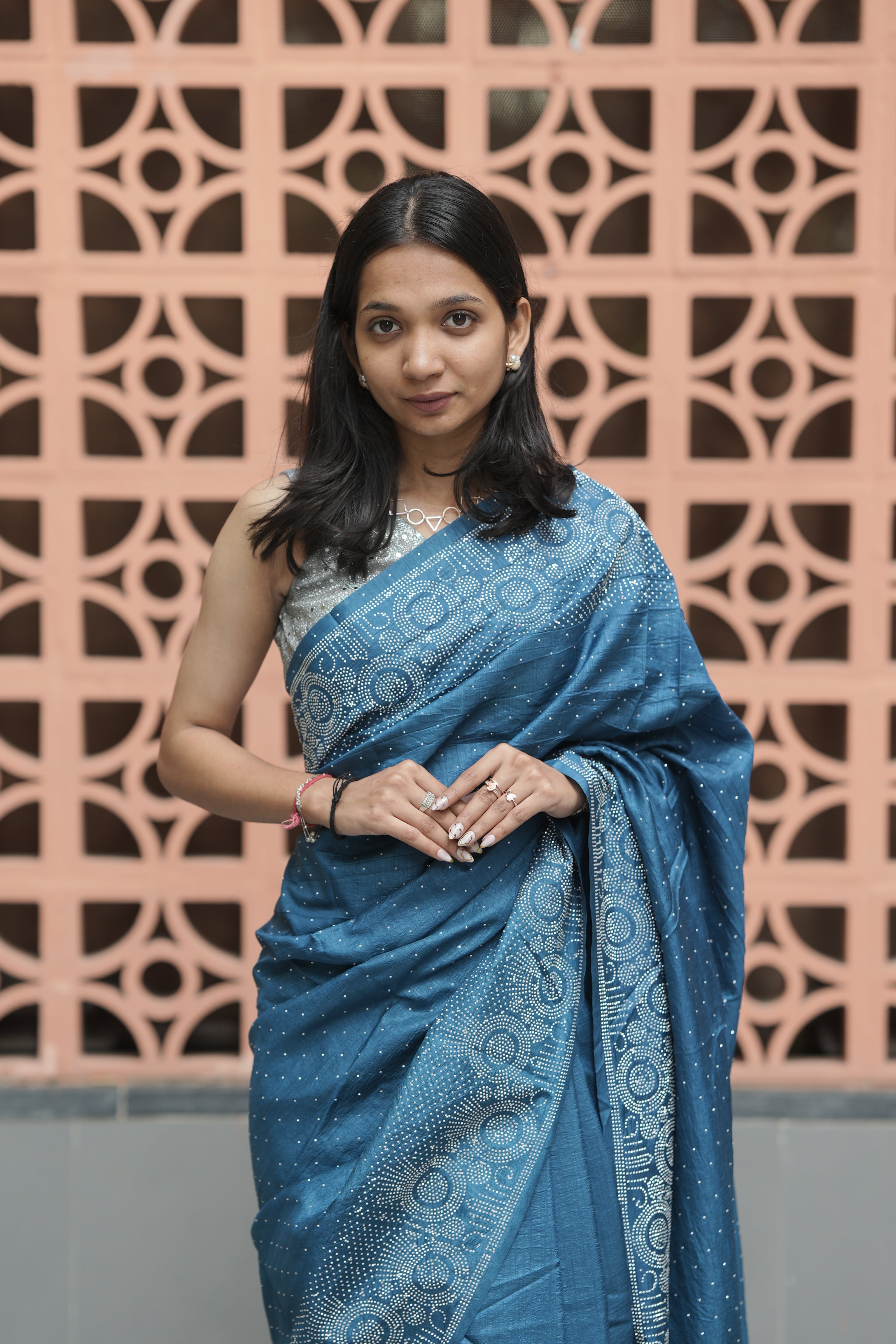 New Georgette Saree with Luxury Diamond Work and Diamond Border