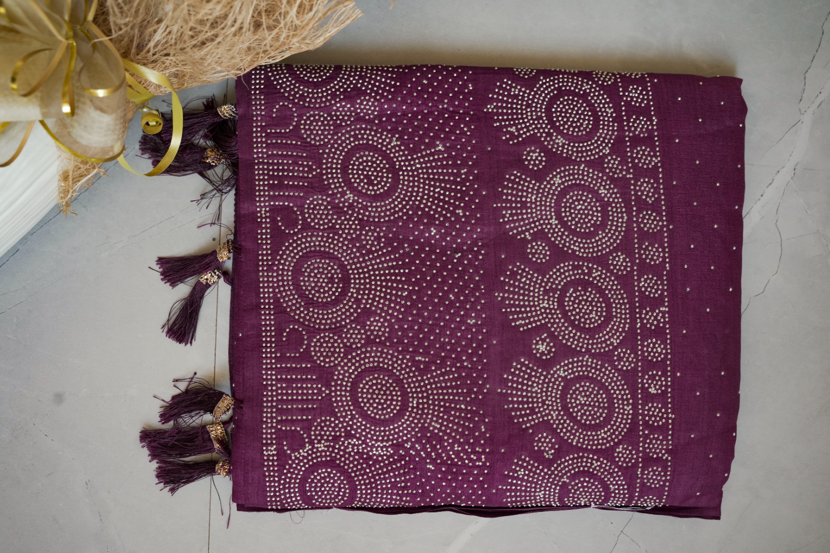 New Georgette Saree with Luxury Diamond Work and Diamond Border