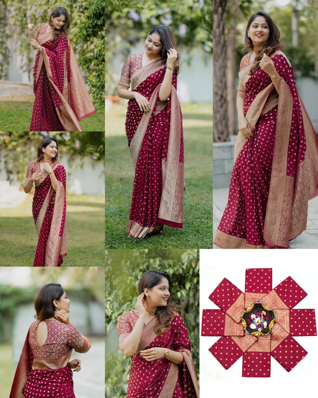 Elegant Maroon Soft Silk Saree with Rich Gold Zari Weaving, Intricate Traditional Border, and Graceful Festive & Wedding Wear Appeal