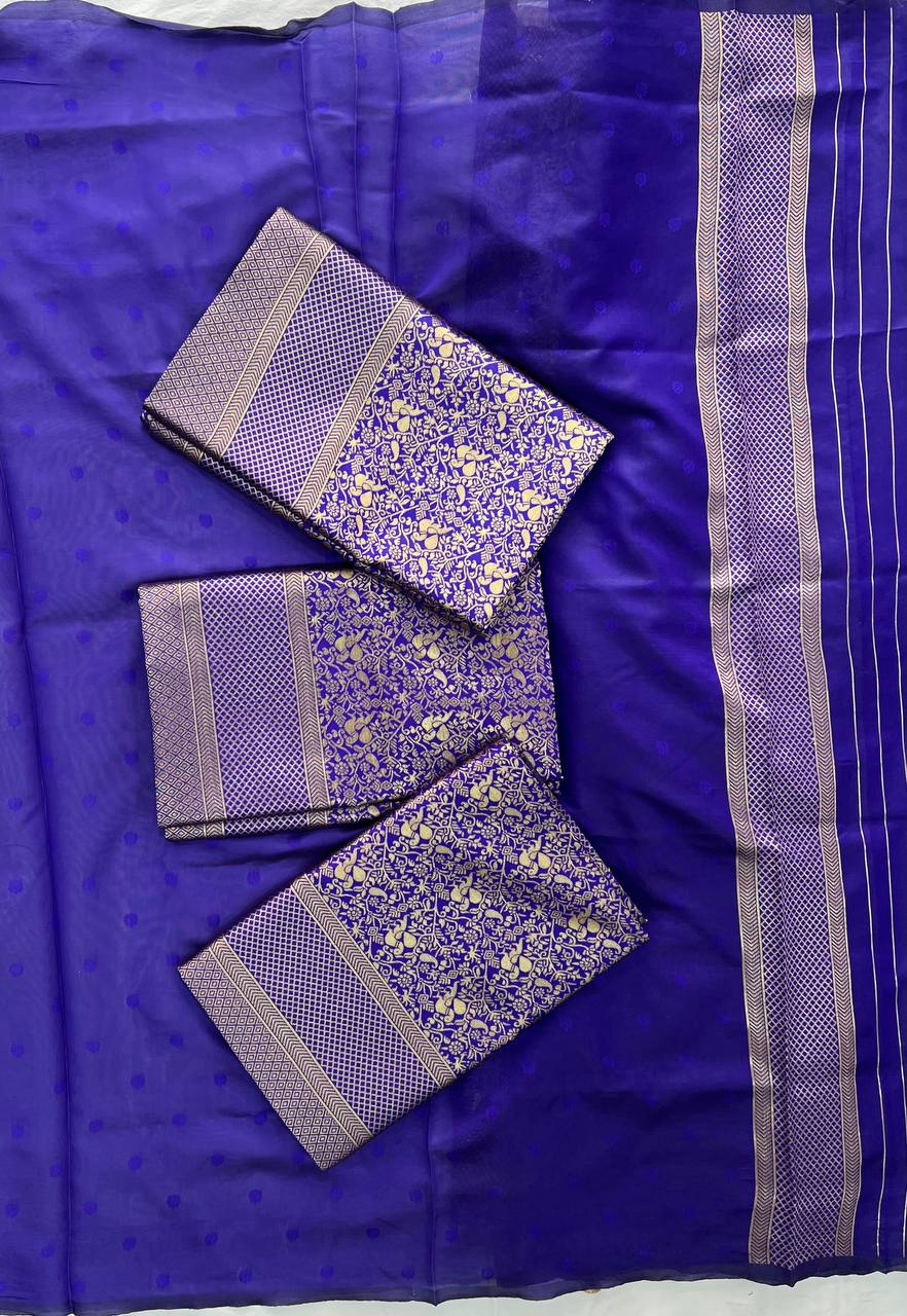Royal Purple Soft Silk Saree with Elaborate Gold Zari Weaving, Premium Traditional Border, and Luxurious Festive & Wedding Wear Look