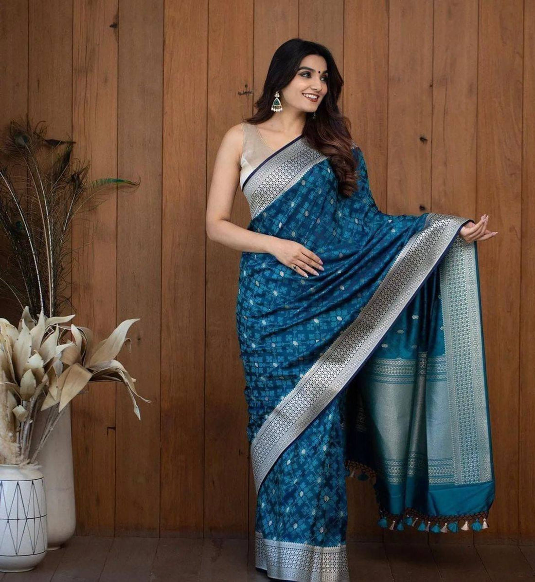 Premium Blue Soft Silk Saree with Intricate Silver Zari Weaving, Rich Pallu, and Elegant Festive & Wedding Wear Design