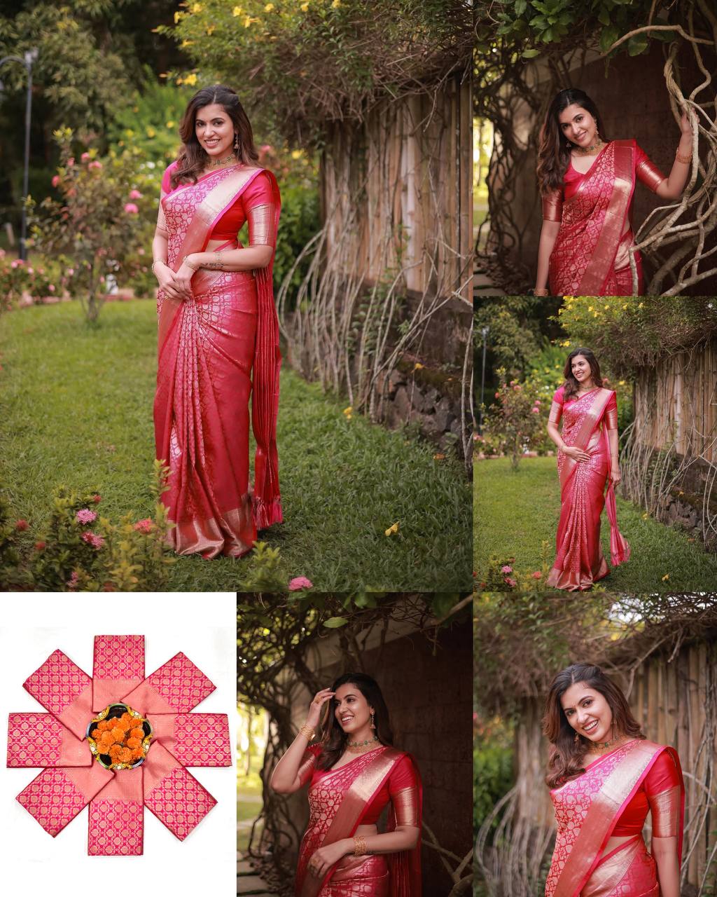Rich Red Soft Silk Saree with Intricate Gold Zari Weaving, Classic Traditional Border, and Elegant Festive & Wedding Wear Appeal
