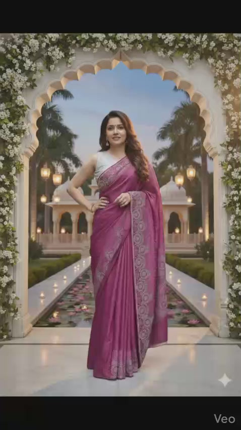 New Georgette Saree with Luxury Diamond Work and Diamond Border