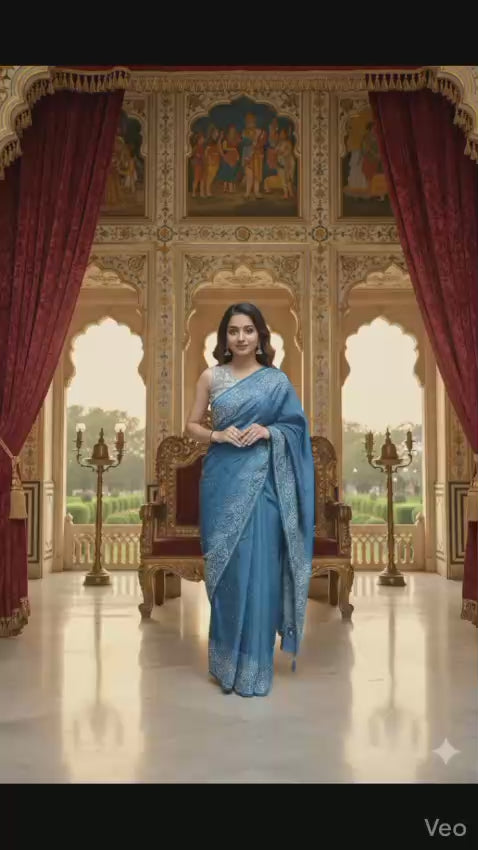 New Georgette Saree with Luxury Diamond Work and Diamond Border